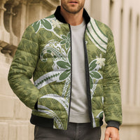 Hawaii Pupuala Plumeria Olive Green Bomber Puffer Jacket Polynesian Pattern LT01 - Polynesian Pride