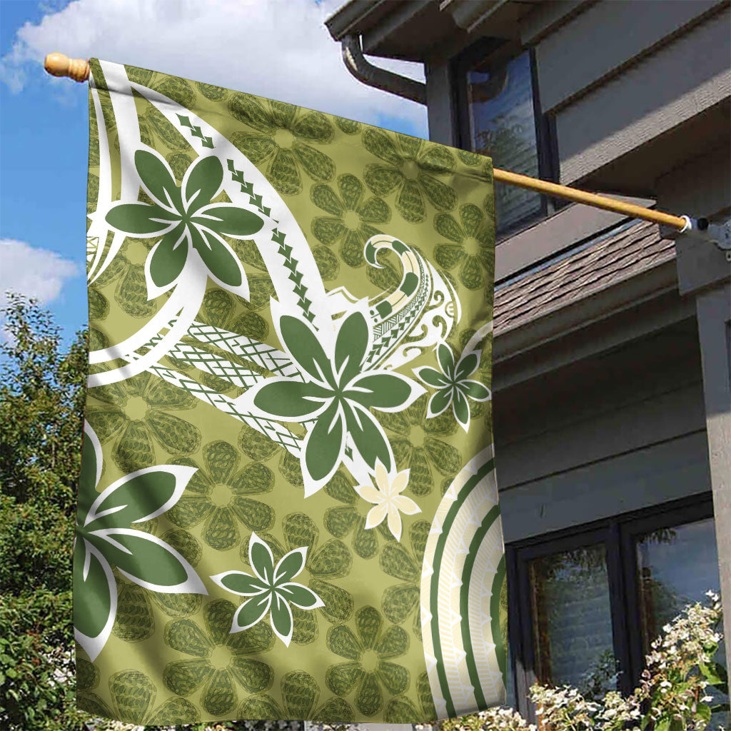 Hawaii Pupuala Plumeria Olive Green Garden Flag Polynesian Pattern LT01 - Polynesian Pride
