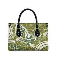 Hawaii Pupuala Plumeria Olive Green Leather Bag Polynesian Pattern LT01 - Polynesian Pride