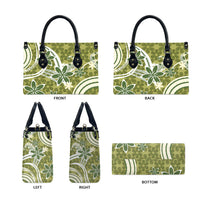 Hawaii Pupuala Plumeria Olive Green Leather Bag Polynesian Pattern LT01 - Polynesian Pride