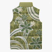Hawaii Pupuala Plumeria Olive Green Sleeveless Puffer Jacket Polynesian Pattern LT01 - Polynesian Pride