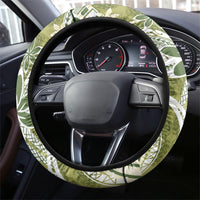 Hawaii Pupuala Plumeria Olive Green Steering Wheel Cover Polynesian Pattern LT01 - Polynesian Pride