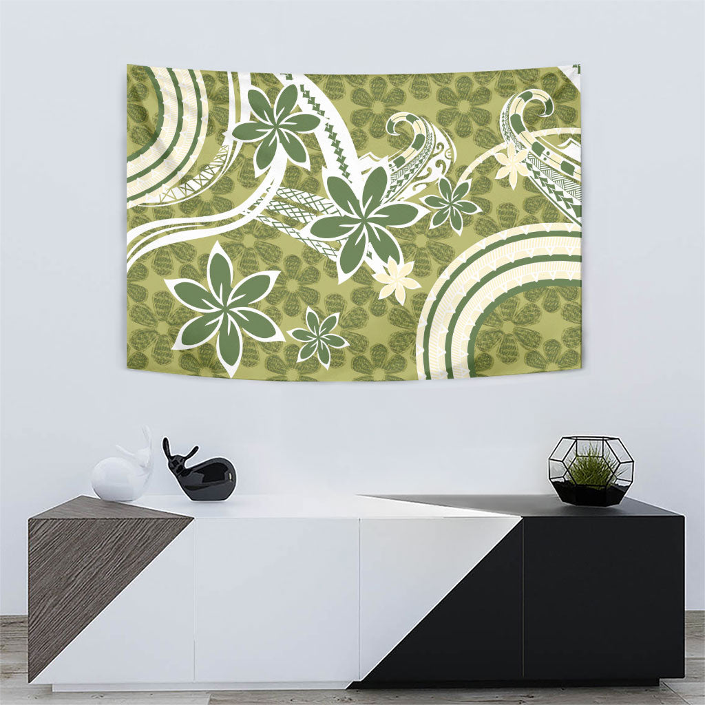 Hawaii Pupuala Plumeria Olive Green Tapestry Polynesian Pattern LT01 - Polynesian Pride