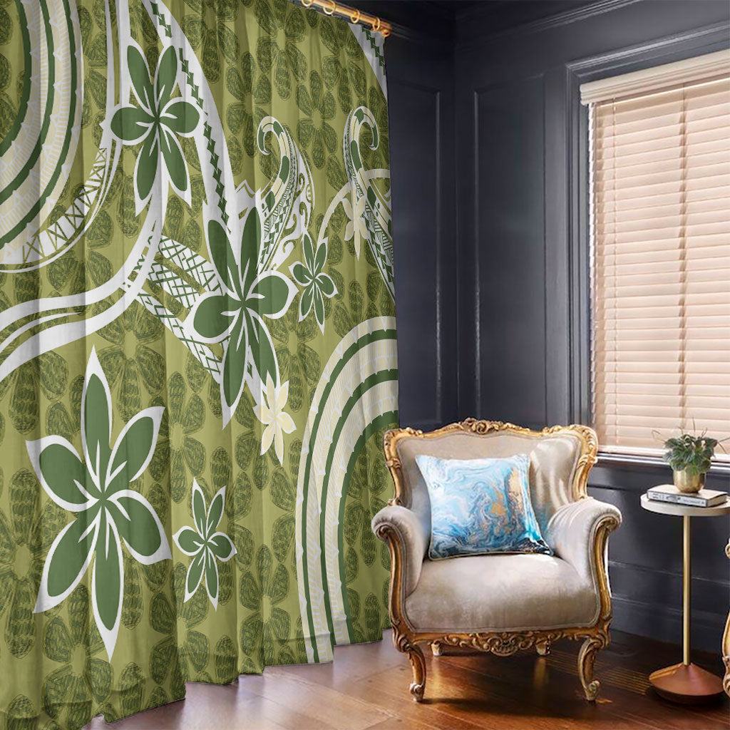 Hawaii Pupuala Plumeria Olive Green Window Curtain Polynesian Pattern LT01 - Polynesian Pride