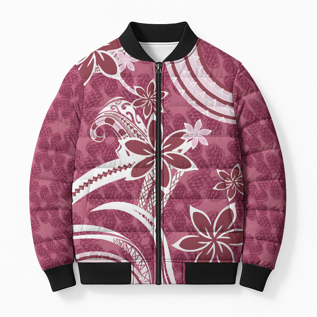 Hawaii Pupuala Plumeria Pink Bomber Puffer Jacket Polynesian Pattern LT01 Unisex Pink - Polynesian Pride