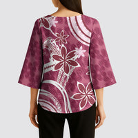 Hawaii Pupuala Plumeria Pink Kimono Sleeve Blouse Polynesian Pattern LT01 - Polynesian Pride