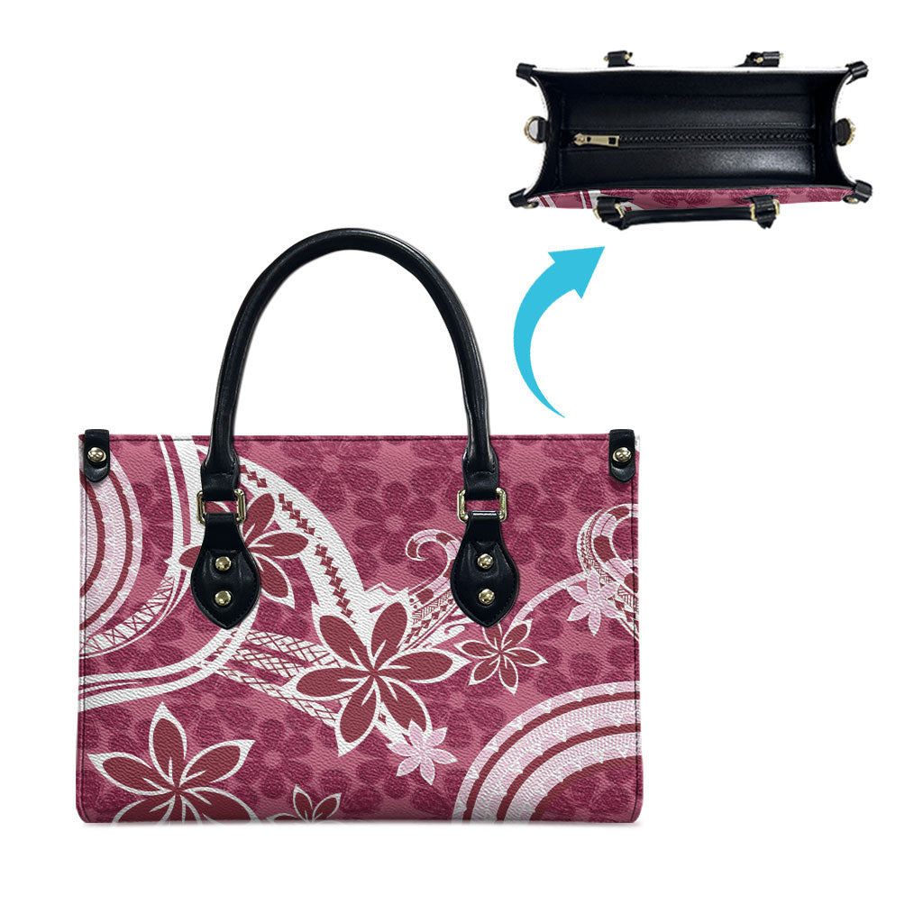 Hawaii Pupuala Plumeria Pink Leather Bag Polynesian Pattern LT01 - Polynesian Pride