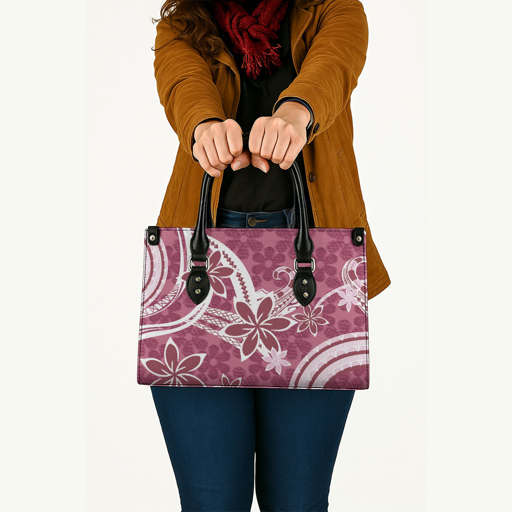 Hawaii Pupuala Plumeria Pink Leather Bag Polynesian Pattern LT01 - Polynesian Pride