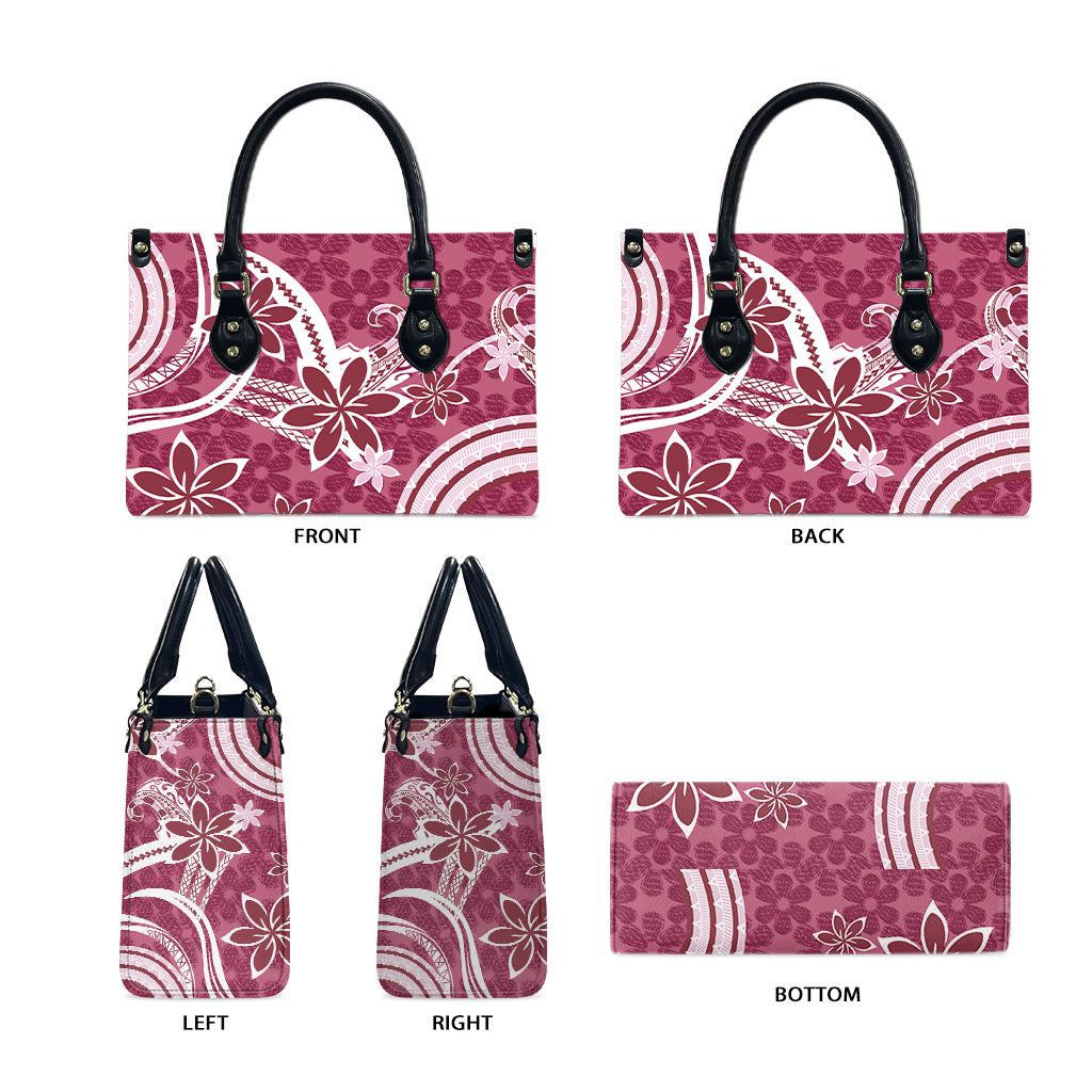 Hawaii Pupuala Plumeria Pink Leather Bag Polynesian Pattern LT01 - Polynesian Pride