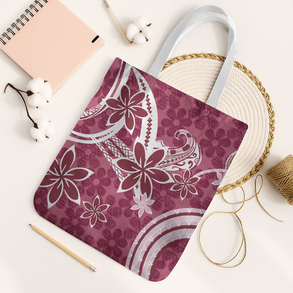 Hawaii Pupuala Plumeria Pink Tote Bag Polynesian Pattern LT01 White Strap One Size Pink - Polynesian Pride