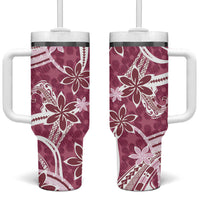 Hawaii Pupuala Plumeria Pink Tumbler With Handle Polynesian Pattern LT01 One Size: 40 oz Pink - Polynesian Pride
