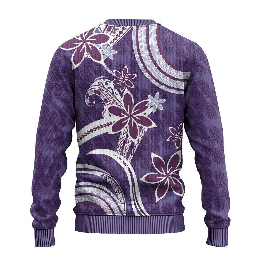 Hawaii Pupuala Plumeria Purple Ugly Christmas Sweater Polynesian Pattern LT01 - Polynesian Pride