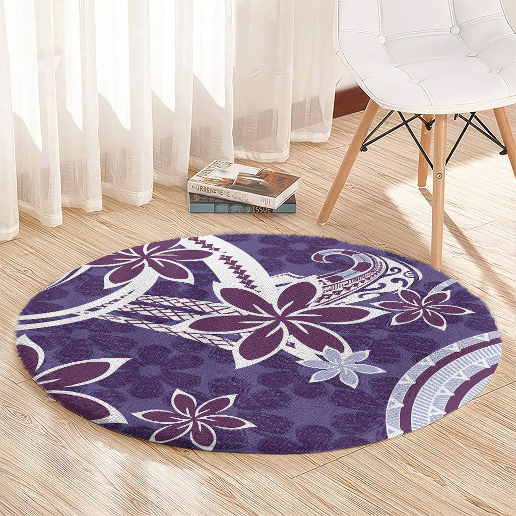 Hawaii Pupuala Plumeria Purple Round Carpet Polynesian Pattern LT01 - Polynesian Pride