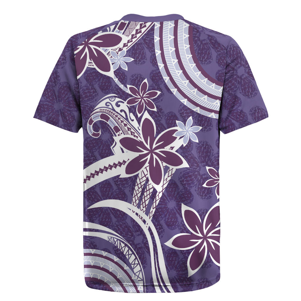 Hawaii Pupuala Plumeria Purple Rugby Jersey Polynesian Pattern LT01 - Polynesian Pride