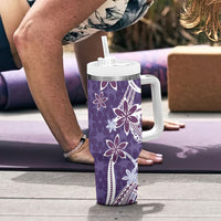 Hawaii Pupuala Plumeria Purple Tumbler With Handle Polynesian Pattern LT01 - Polynesian Pride