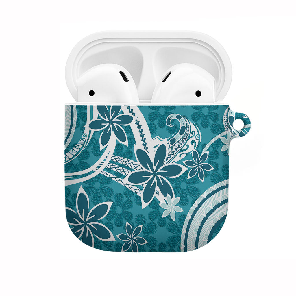 Hawaii Pupuala Plumeria Teal AirPods Case Polynesian Pattern