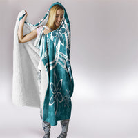 Hawaii Pupuala Plumeria Teal Hooded Blanket Polynesian Pattern LT01 - Polynesian Pride