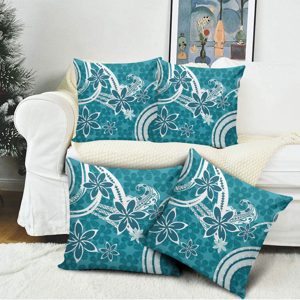 Hawaii Pupuala Plumeria Teal Pillow Cover Polynesian Pattern LT01 - Polynesian Pride