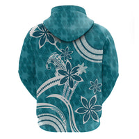 Hawaii Pupuala Plumeria Teal Zip Hoodie Polynesian Pattern LT01 - Polynesian Pride