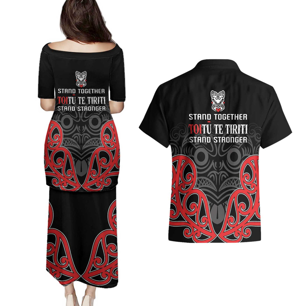 Toitu Te Tiriti 1840 Aotearoa Couples Matching Puletasi and Hawaiian Shirt Stand Together Stand Stronger