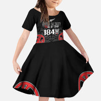 Toitu Te Tiriti 1840 Aotearoa Family Matching Off The Shoulder Long Sleeve Dress and Hawaiian Shirt Stand Together Stand Stronger LT01 Daughter's Dress Black - Polynesian Pride