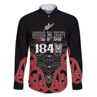 Toitu Te Tiriti 1840 Aotearoa Family Matching Off Shoulder Maxi Dress and Hawaiian Shirt Stand Together Stand Stronger LT01 Dad's Shirt - Long Sleeve Black - Polynesian Pride