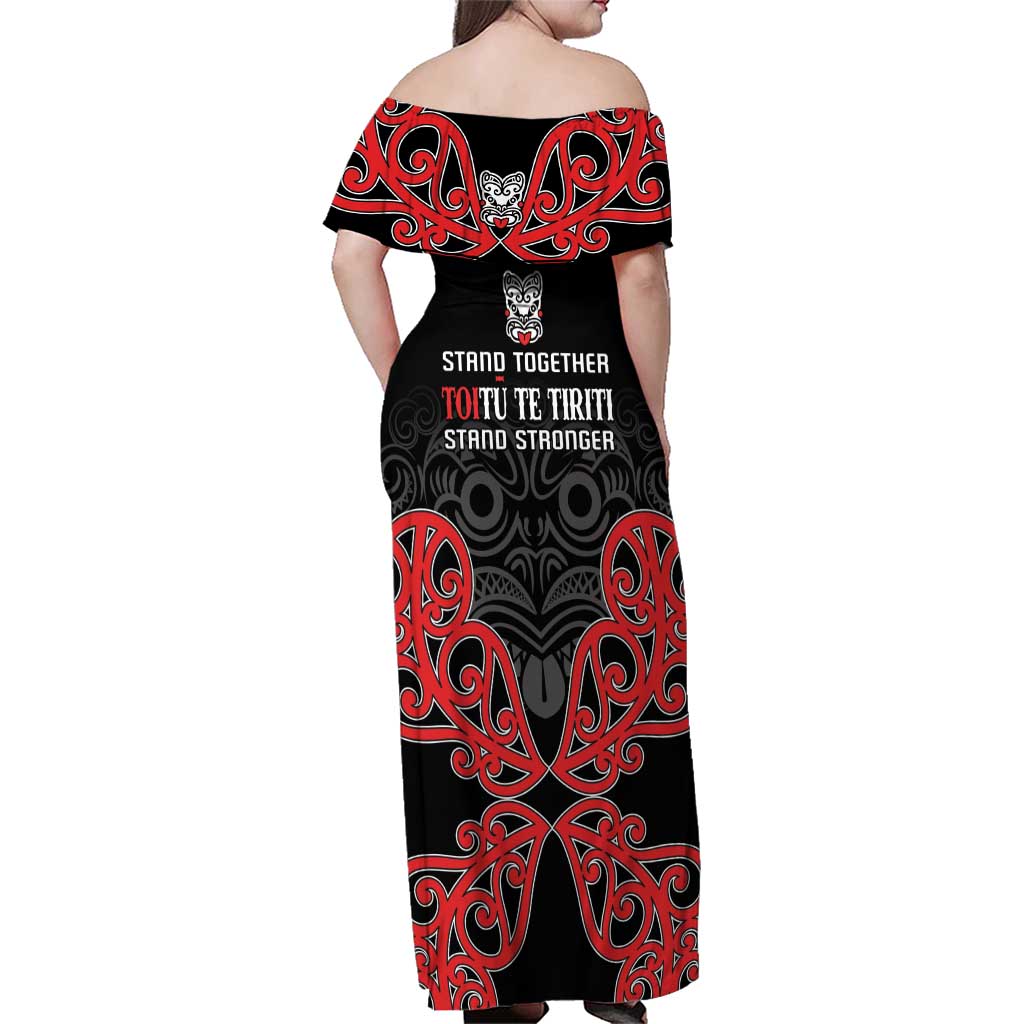 Toitu Te Tiriti 1840 Aotearoa Family Matching Off Shoulder Maxi Dress and Hawaiian Shirt Stand Together Stand Stronger LT01 - Polynesian Pride
