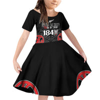 Toitu Te Tiriti 1840 Aotearoa Family Matching Off Shoulder Short Dress and Hawaiian Shirt Stand Together Stand Stronger LT01 Daughter's Dress Black - Polynesian Pride