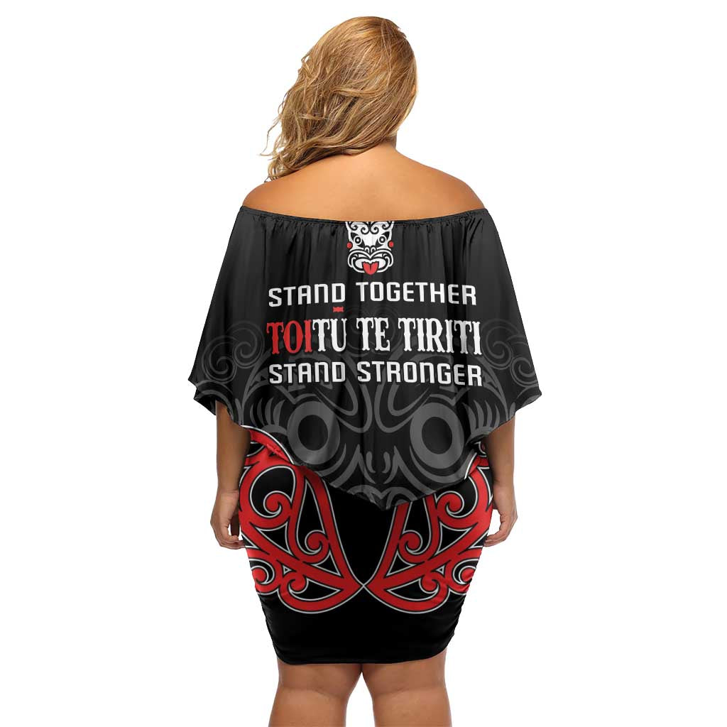 Toitu Te Tiriti 1840 Aotearoa Family Matching Off Shoulder Short Dress and Hawaiian Shirt Stand Together Stand Stronger LT01 - Polynesian Pride