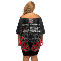 Toitu Te Tiriti 1840 Aotearoa Family Matching Off Shoulder Short Dress and Hawaiian Shirt Stand Together Stand Stronger LT01 - Polynesian Pride