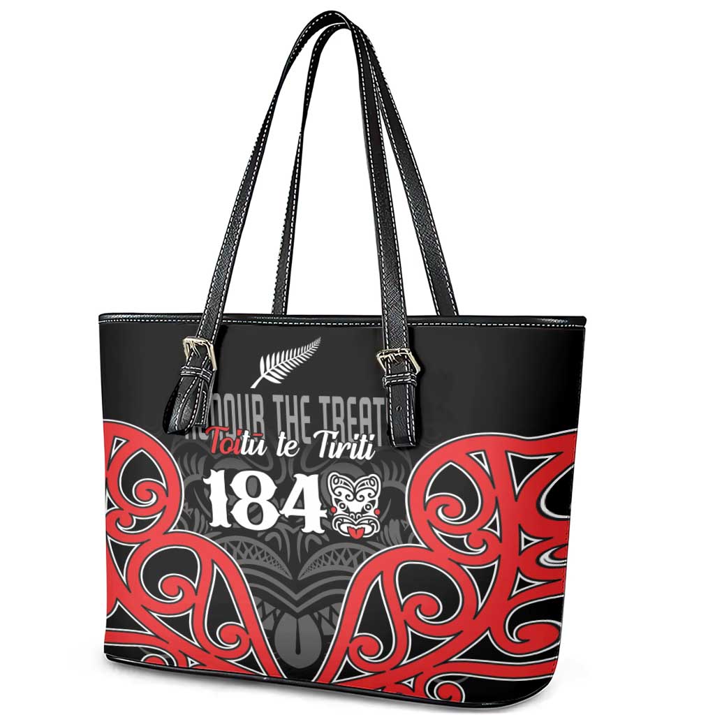 Toitu Te Tiriti 1840 Aotearoa Leather Tote Bag Stand Together Stand Stronger