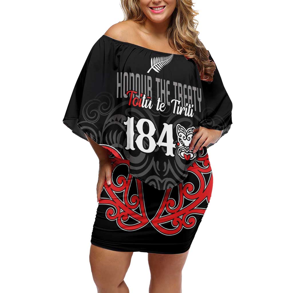 Toitu Te Tiriti 1840 Aotearoa Off Shoulder Short Dress Stand Together Stand Stronger