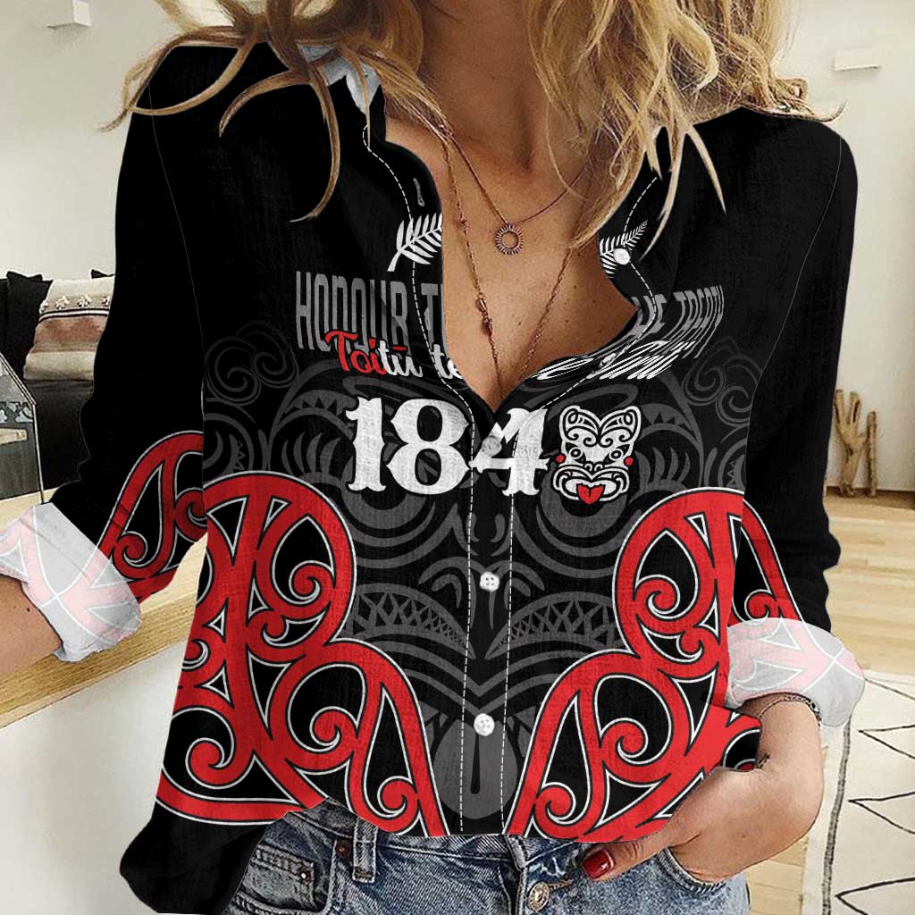 Toitu Te Tiriti 1840 Aotearoa Women Casual Shirt Stand Together Stand Stronger LT01 Female Black - Polynesian Pride
