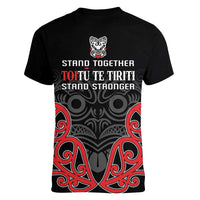 Toitu Te Tiriti 1840 Aotearoa Women V-Neck T-Shirt Stand Together Stand Stronger LT01 - Polynesian Pride