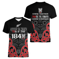 Toitu Te Tiriti 1840 Aotearoa Women V-Neck T-Shirt Stand Together Stand Stronger LT01 - Polynesian Pride