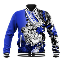 Polynesian Valentine Baseball Jacket Couple Floral Unique Blue Version LT01 Unisex Blue - Polynesian Pride