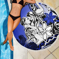 Polynesian Valentine Beach Blanket Couple Floral Unique Blue Version LT01 - Polynesian Pride
