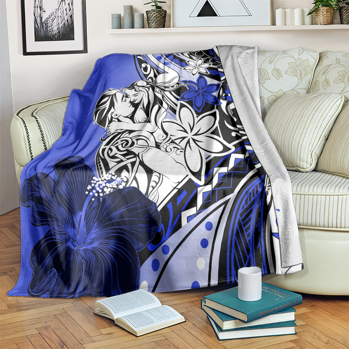 Polynesian Valentine Blanket Couple Floral Unique Blue Version LT01 - Polynesian Pride