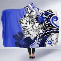 Polynesian Valentine Hooded Blanket Couple Floral Unique Blue Version LT01 - Polynesian Pride