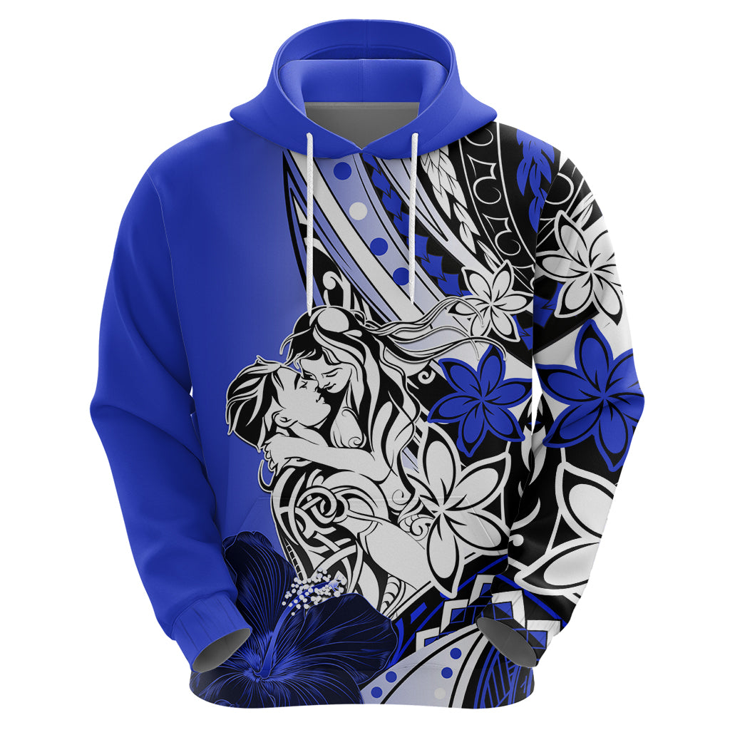 Polynesian Valentine Hoodie Couple Floral Unique Blue Version LT01 - Polynesian Pride