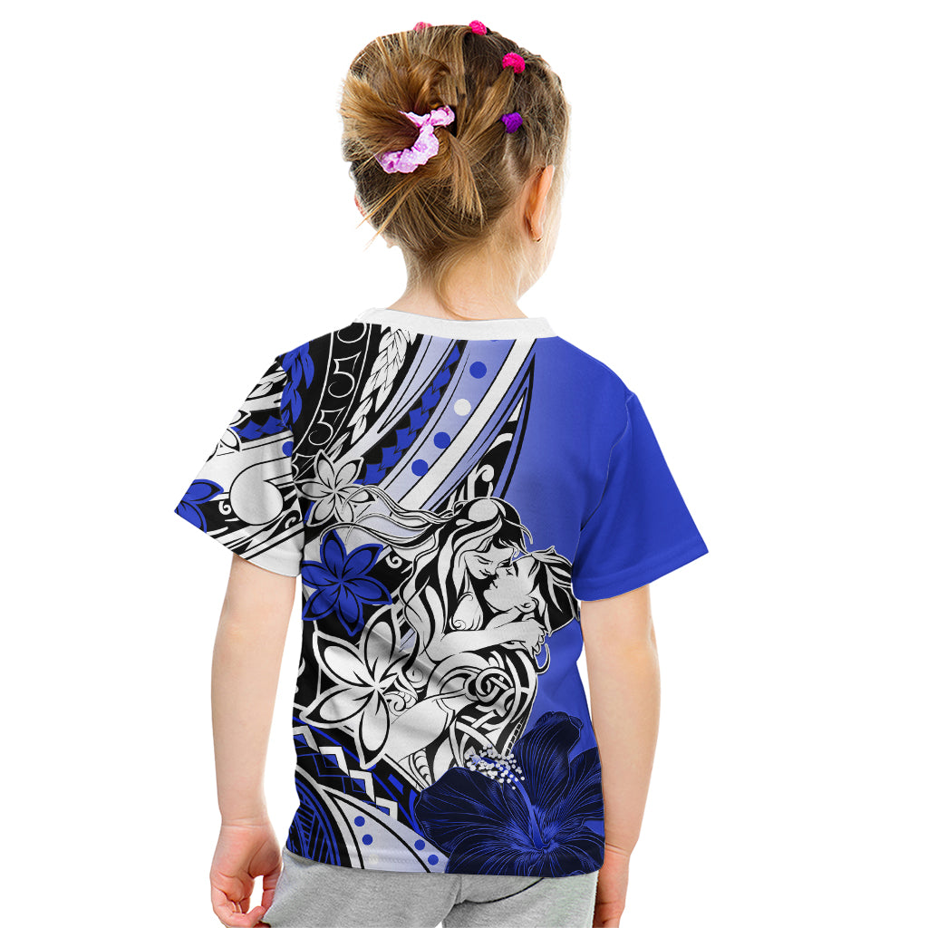 Polynesian Valentine Kid T Shirt Couple Floral Unique Blue Version LT01 - Polynesian Pride