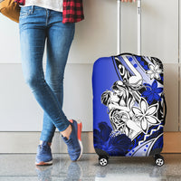 Polynesian Valentine Luggage Cover Couple Floral Unique Blue Version LT01 - Polynesian Pride
