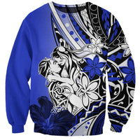 Polynesian Valentine Sweatshirt Couple Floral Unique Blue Version LT01 Unisex Blue - Polynesian Pride