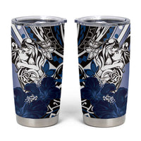 Polynesian Valentine Tumbler Cup Couple Floral Unique Blue Version