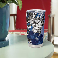 Polynesian Valentine Tumbler Cup Couple Floral Unique Blue Version