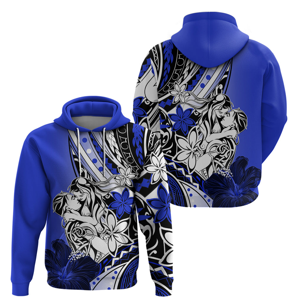 Polynesian Valentine Zip Hoodie Couple Floral Unique Blue Version LT01 - Polynesian Pride