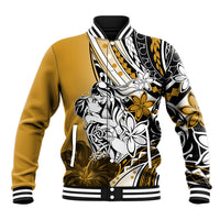 Polynesian Valentine Baseball Jacket Couple Floral Unique Gold Version LT01 Unisex Gold - Polynesian Pride