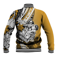 Polynesian Valentine Baseball Jacket Couple Floral Unique Gold Version LT01 - Polynesian Pride