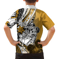 Polynesian Valentine Family Matching Tank Maxi Dress and Hawaiian Shirt Couple Floral Unique Gold Version LT01 - Polynesian Pride