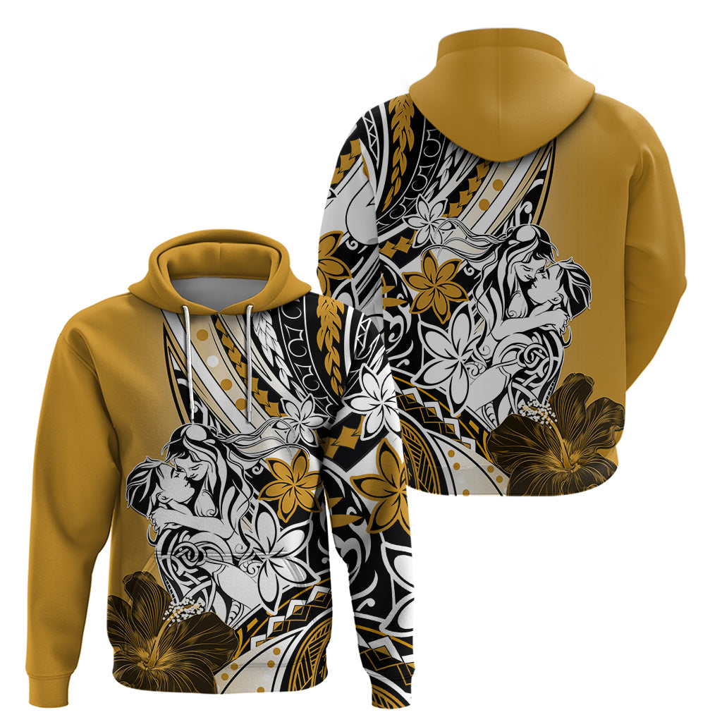 Polynesian Valentine Hoodie Couple Floral Unique Gold Version LT01 - Polynesian Pride